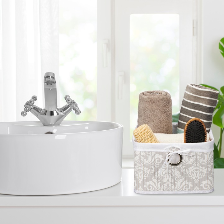 Cutie depozitare Relaxdays, Bambus, Gri, 10042377