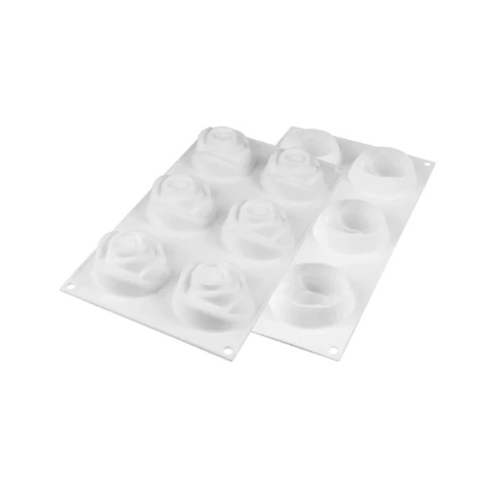 Forma din silicon, Silikomart Rosa 145, trandafir, 6 cavitati, Ø 70 × 55 mm