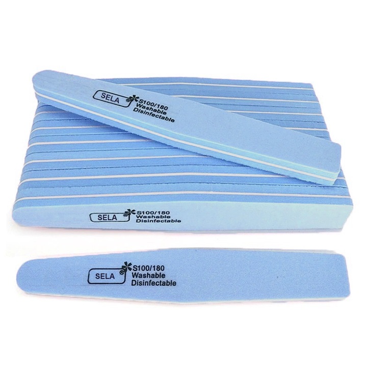 Set 10 Pile Buffer Sela Refolosibile, Lavabile, Monocolore Albastru 100/180