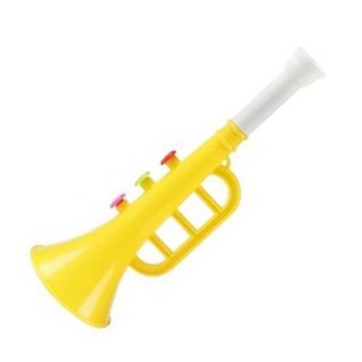 Jucarie trompeta, zgomot de trompeta, galben, pentru copii, 31 x 9 cm, Dalimag