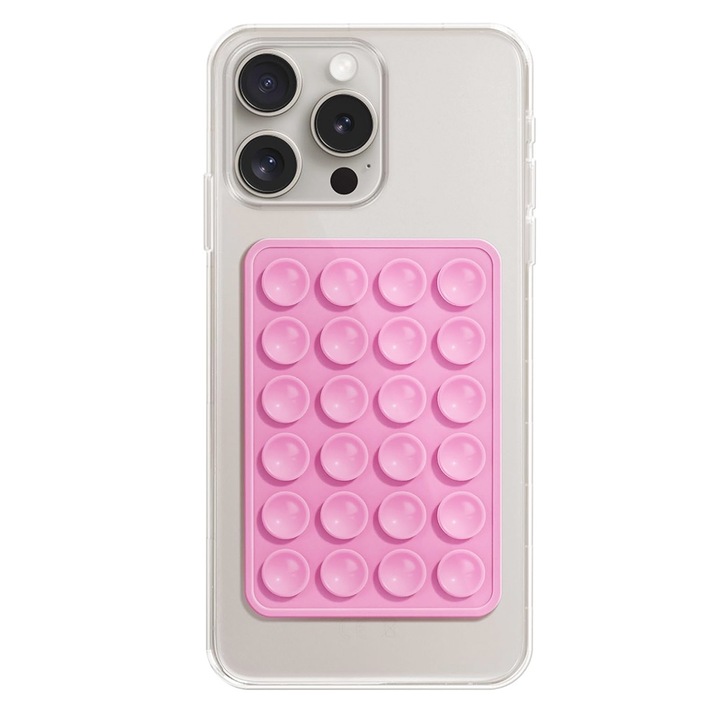 Стойка за телефон с вендузи, правоъгълна, ONMOBILE® (SPP-PAD), Powder Pink