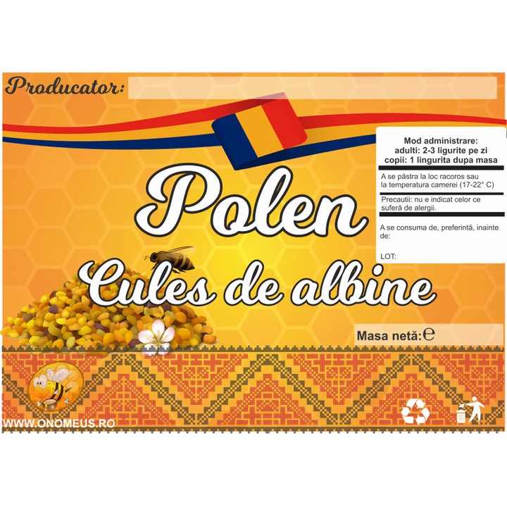 Hagyományos címke Méhek által gyűjtött virágpor 70mm x 50mm