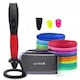 Set stilouri imprimare 3D, WALALLA, cu afisaj LED, cu geanta portabila, filament PLA 1.75mm, 12 culori, banda unica 3m, rosu