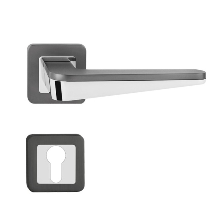 Maner pentru usa Duo crom grafit cu rozeta pentru yala