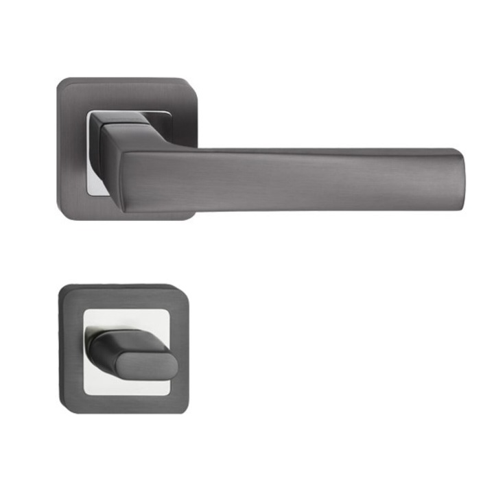 Maner pentru usa EUFORIA crom grafit cu rozeta pentru wc