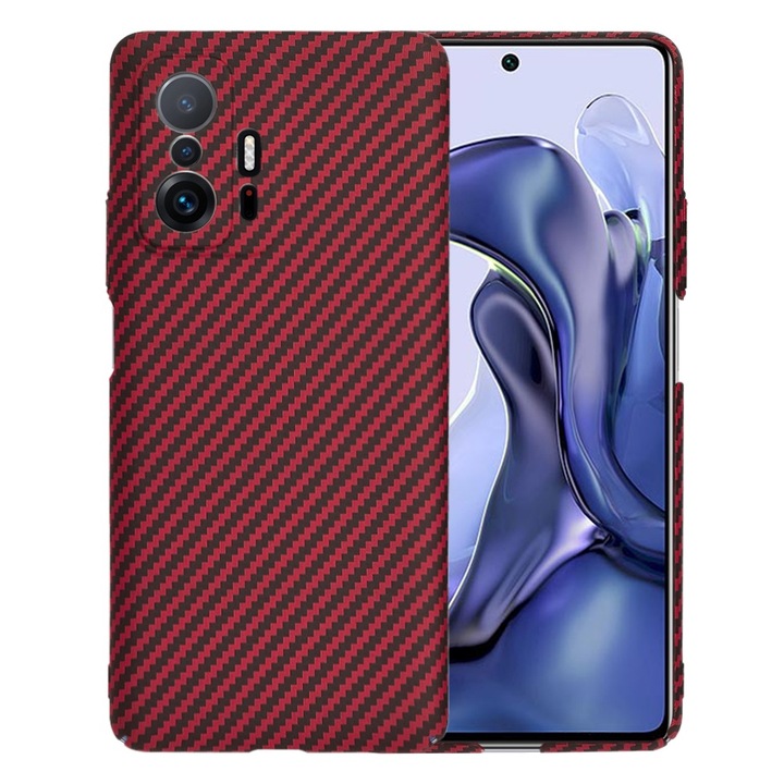 Кейс за Xiaomi 11T 5G 11T PRO 5G CarbonFiber UltraSlim Lightweight червен