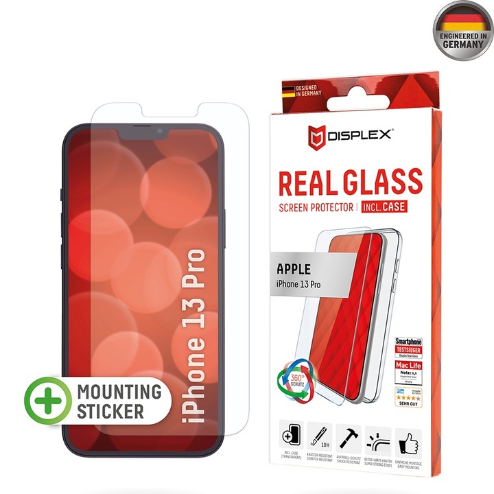 Üvegvédő készlet + tok iPhone 13 Pro készülékhez - Displex Premium Pack - Átlátszó