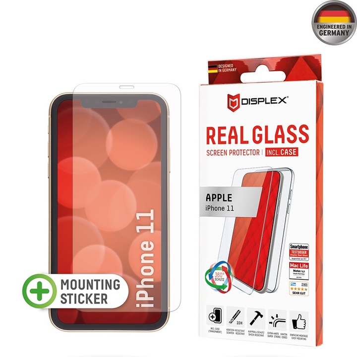 Üvegvédő készlet + tok iPhone 11-hez - Displex Premium Pack - Átlátszó
