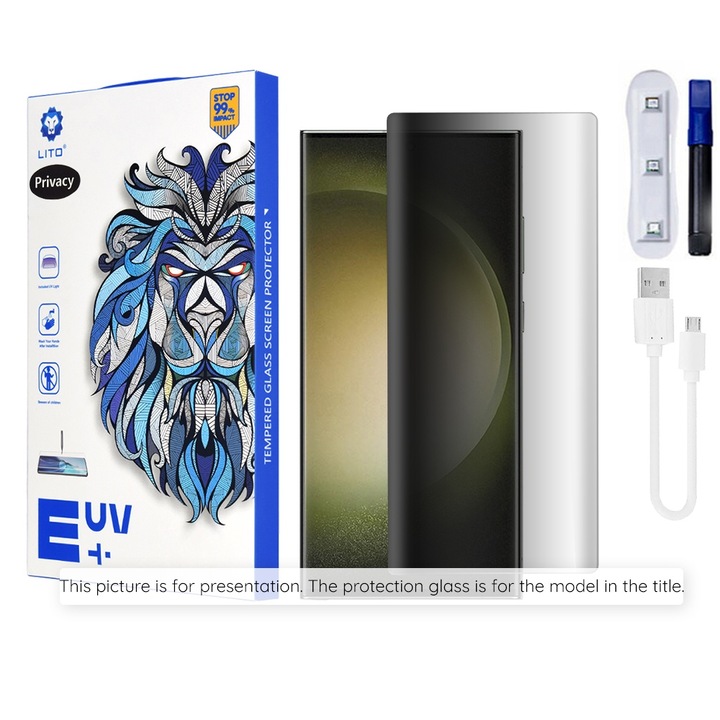 Фолио за Xiaomi 14 Pro, за Xiaomi 14 Pro - Lito 3D UV Glass, E18, Tempered Glass, Privacy