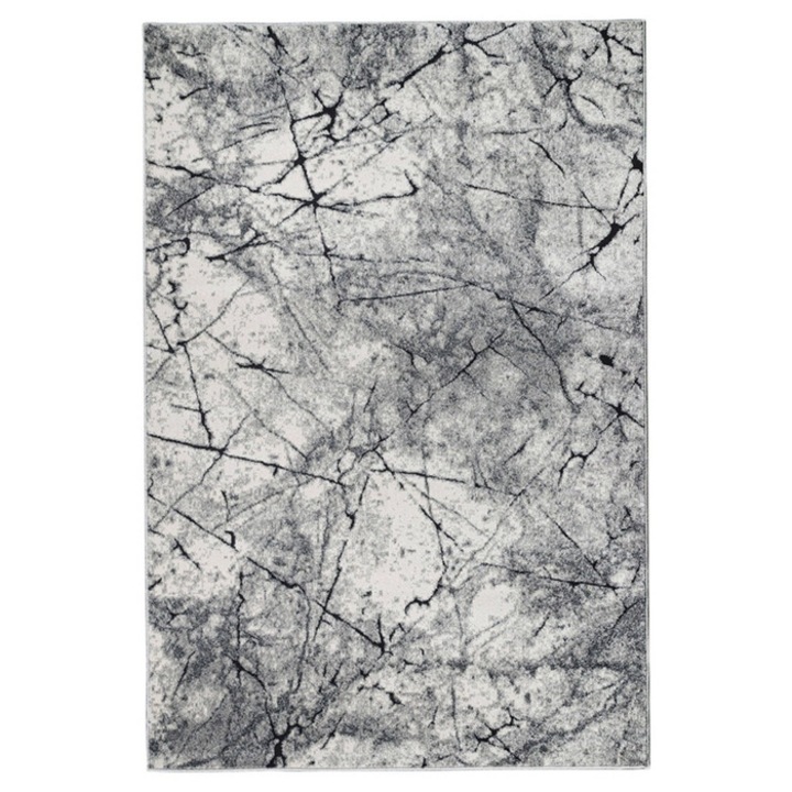 Covor living / dormitor Apollo 20471-0345, 80 x 150 cm, polipropilena frize + poliester, gri + bej + crem, dreptunghiular