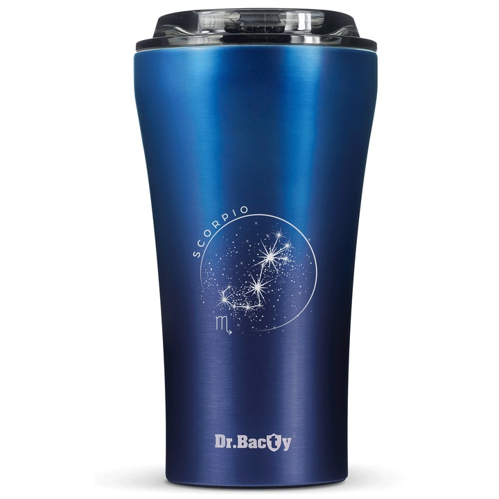 Cana de cafea termica, Inox/Caramica, Dr.Bacty Apollo 2.0 - "Scorpio" - 360 ml - Monaco Blue - Albastru