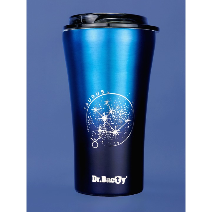 Cana de cafea termica, Inox/Caramica, Dr.Bacty Apollo 2.0 - "Taurus" - 360 ml - Monaco Blue - Albastru