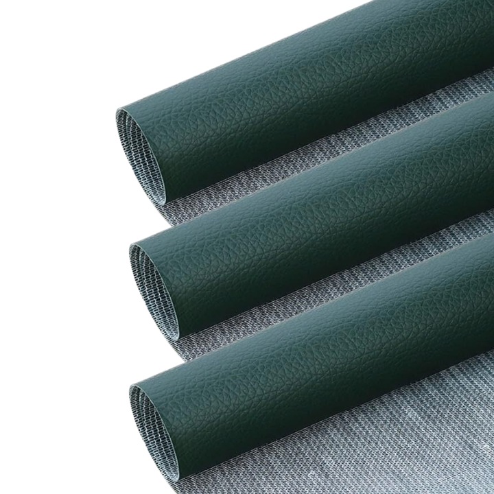 Set 3 Bucati de Folie din Piele Ecologica, Autoadeziva, pentru Reparatie Canapea, Fotolii, Scaune, Interior Autoturism, 50 x 138 cm, Verde - MaffStuff