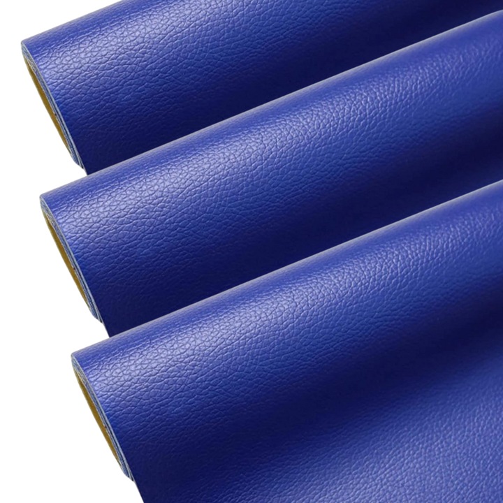 Set 3 Bucati de Folie din Piele Ecologica, Autoadeziva, pentru Reparatie Canapea, Fotolii, Scaune, Interior Autoturism, 50 x 138 cm, Albastru Royal - MaffStuff
