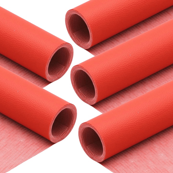 Set 5 Bucati de Folie din Piele Ecologica, Autoadeziva, pentru Reparatie Canapea, Fotolii, Scaune, Interior Autoturism, 50 x 138 cm, portocaliu - MaffStuff