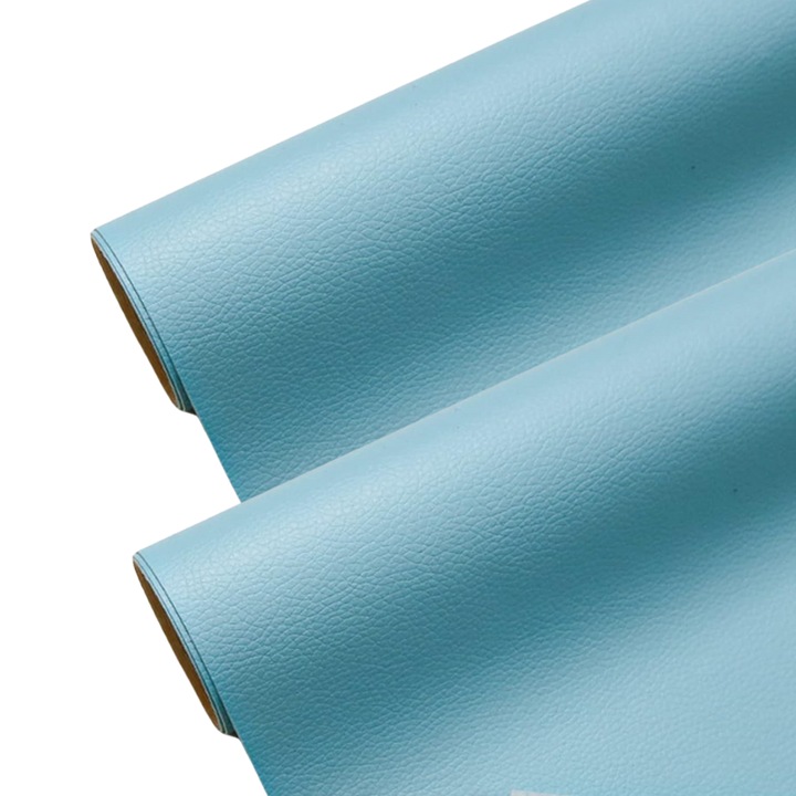 Set 2 Bucati de Folie din Piele Ecologica, Autoadeziva, pentru Reparatie Canapea, Fotolii, Scaune, Interior Autoturism, 50 x 138 cm, Bleu Deschis - MaffStuff