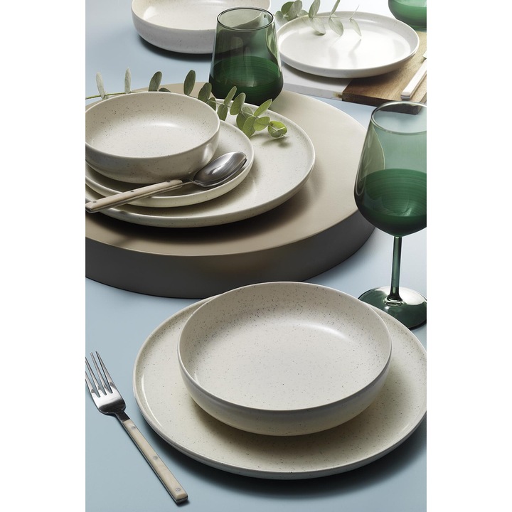 Set Servicii de masa, Kutahya, 16 piese, Crem