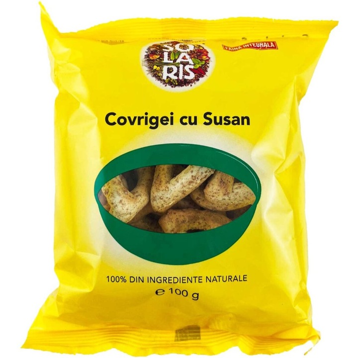 Covrigei integrali cu seminte de susan si rozmarin, fara aditivi, fara conservanti, 100% naturali, 100g, Solaris Plant