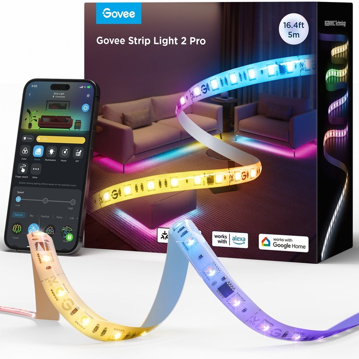 LED лента Govee H61F5 Strip Light 2 Pro, 5 м, Wi-Fi, Bluetooth