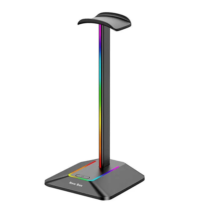 Suport pentru casti New Bee NB-Z8 RGB, USB-C, aluminiu, iluminare personalizabila, 113.5x108x242mm