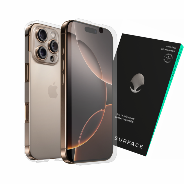 Védőfólia, kompatibilis az Apple iPhone 16 Pro Max készülékkel, fedőlap, hátlap, oldalak és kamera, Alien Surface