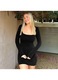 Rochie bodycon dama Cozevdnt, Poliester, Negru
