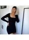 Rochie bodycon dama Cozevdnt, Poliester, Negru