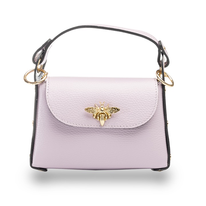 Дамска чанта естествена кожа Ирис, Виолетов, 6*20*13