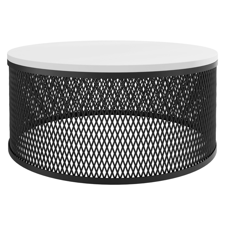 Masuta pentru cafea Mitryz, 58x58x28 cm, negru / alb arctic, Mirjan24