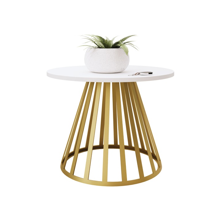 Masuta pentru cafea Ogirute Mini, 58x58x45 cm, auriu / alb arctic, Mirjan24