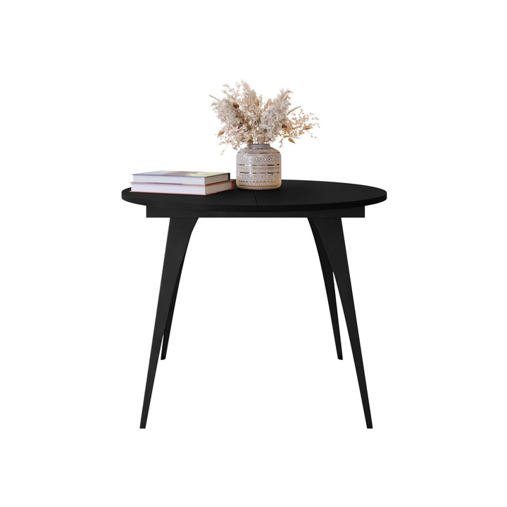 Masa extensibila Izzurto, 100x100x76 cm, negru, Mirjan24