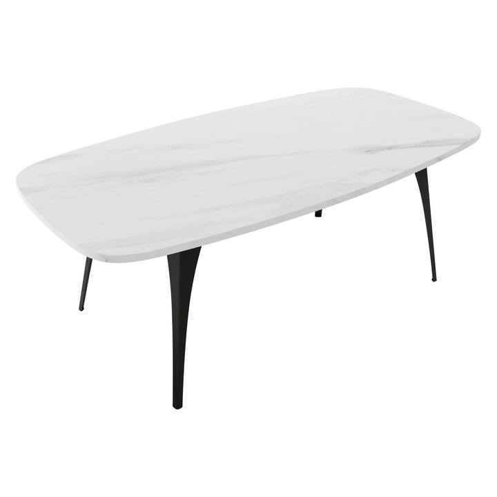 Masuta pentru cafea Kysipto, 120x60x45 cm, negru / marmura bianco, Mirjan24