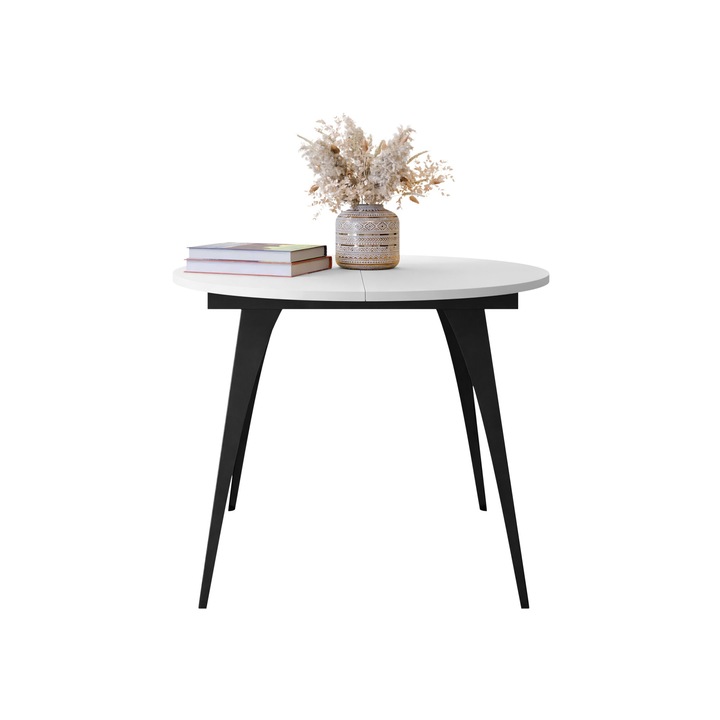 Masa extensibila Izzurto, 100x100x76 cm, negru / alb arctic, Mirjan24