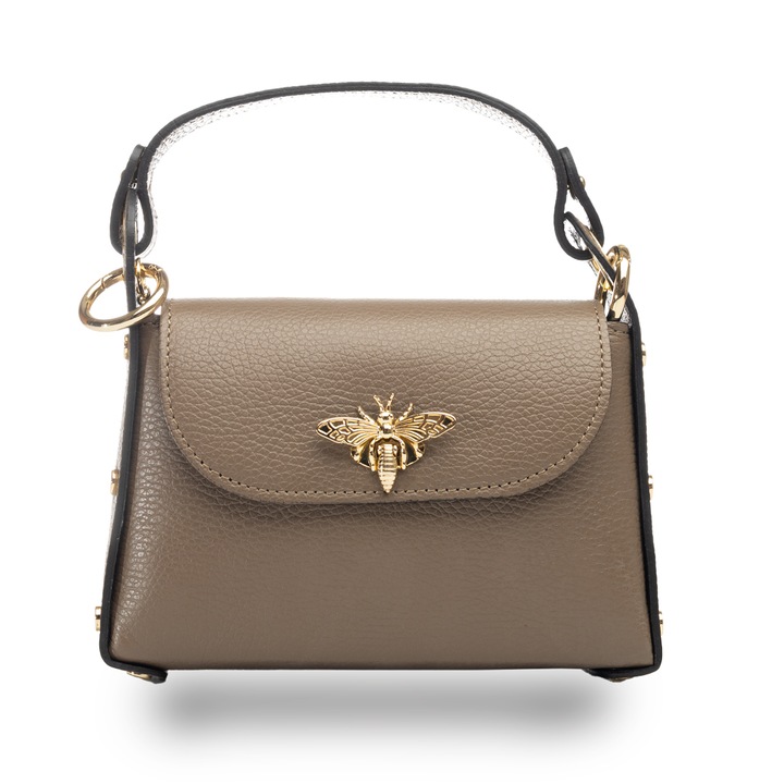 Дамска чанта естествена кожа Ирис, Тъмнокафяв, 6*20*13