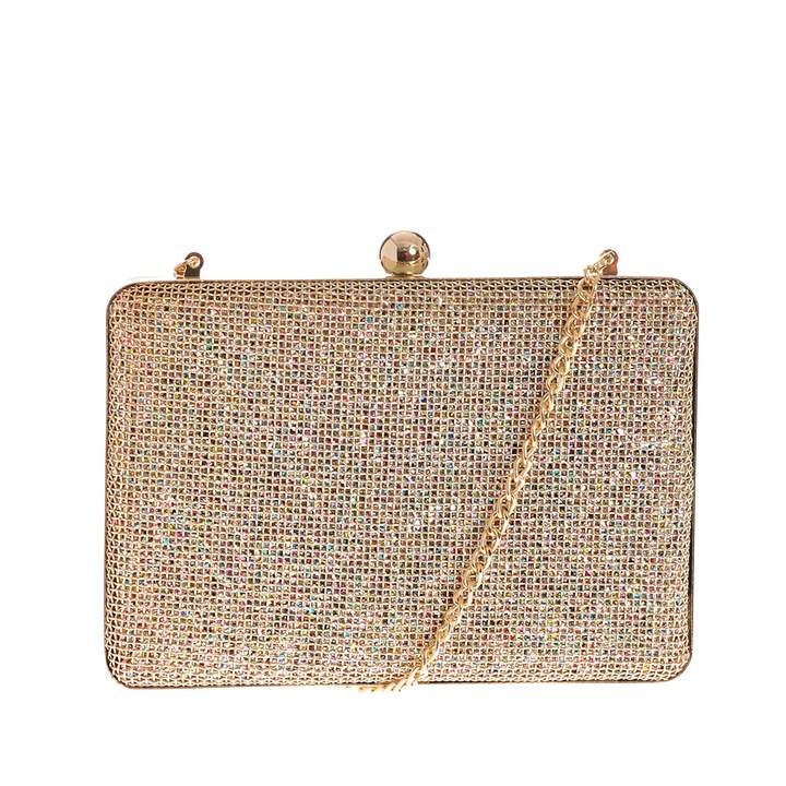 Geanta plic aurie cu pietre multicolore, Meli Melo Paris