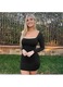 Rochie bodycon dama Cozevdnt, Poliester, Negru