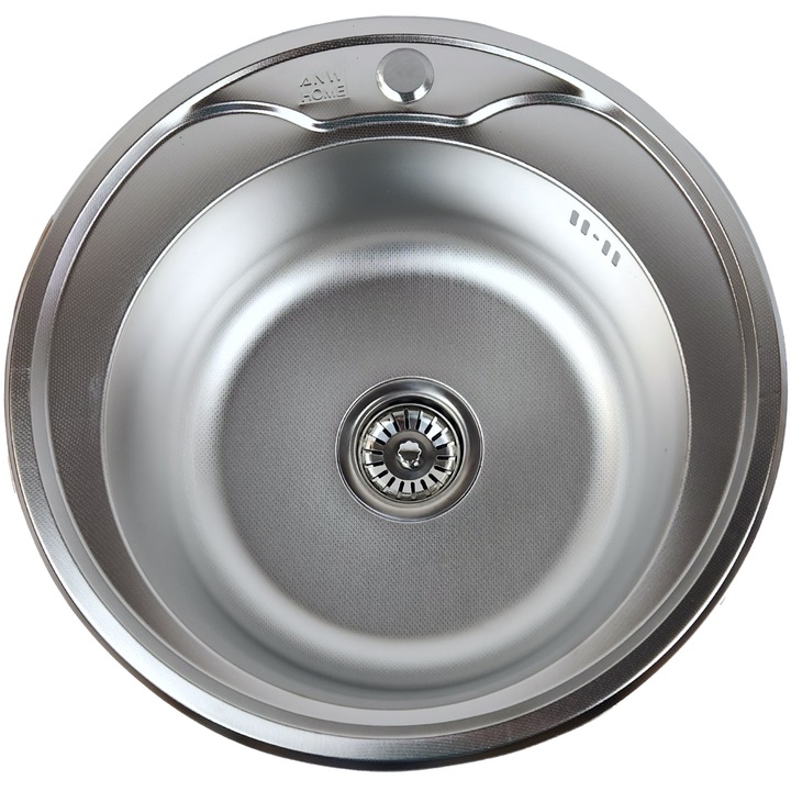 Единична Кухненска Мивка, Кръгла, Mikro Len, 49x16 см, Сифон