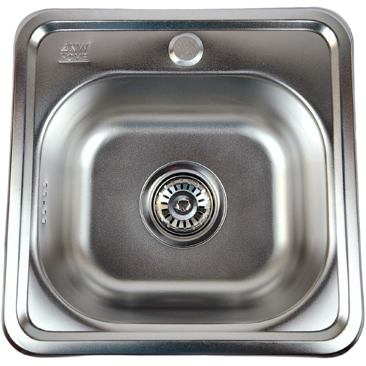 Egytálcás mosogató, Satin, 38x38x16, szatén acél, szifon