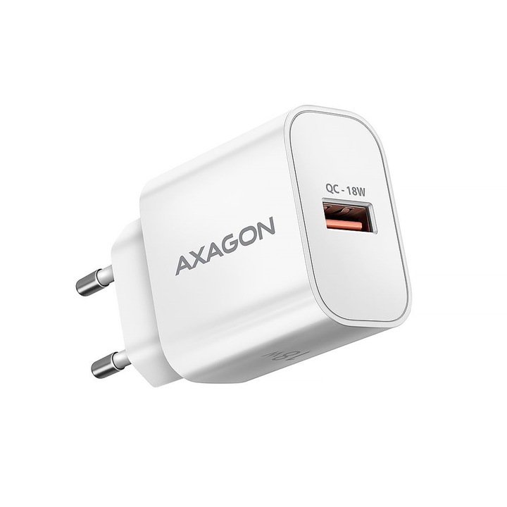 Incarcator de perete Axagon ACU-QC18W, Quick Charge 3.0, 18W, alb, 90x45x27mm