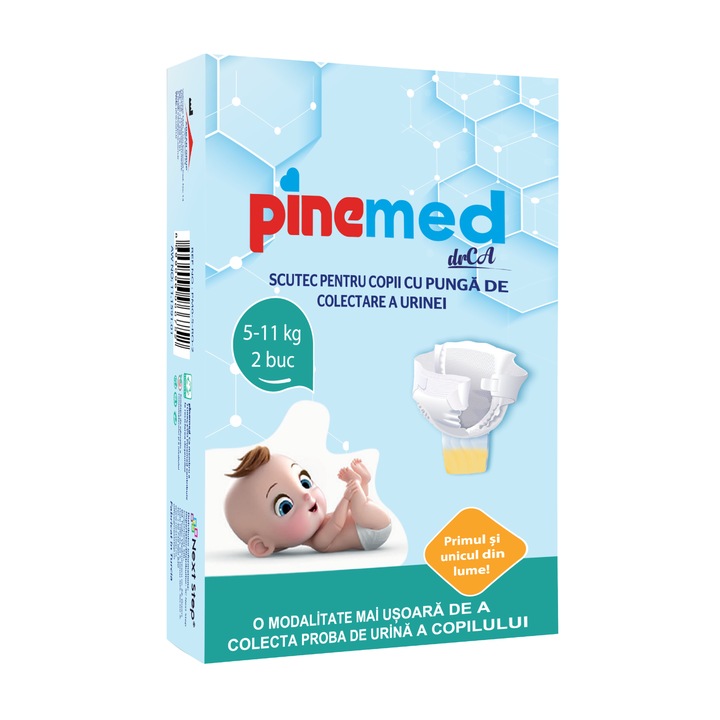 PineMed - Scutec pentru copii cu punga pentru colectarea urinei, 5 -11 kg (S) x 2 bucati