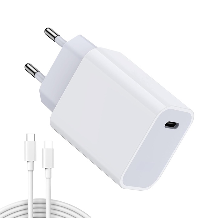 Incarcator potrivit pentru telefoane mobile si tablete, compatibil cu iPhone16/15/ 14/13/12/11/Pro/Pro Max/iPad/AirPods, cablu de date Lightning, Fast charge 20W, Alb