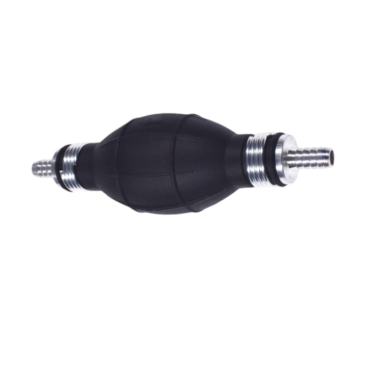 Pompa amorsare transfer combustibil dreapta, supapa unisens de fi 10mm, din cauciuc si aluminiu, sageata sens directie curgere combustibil