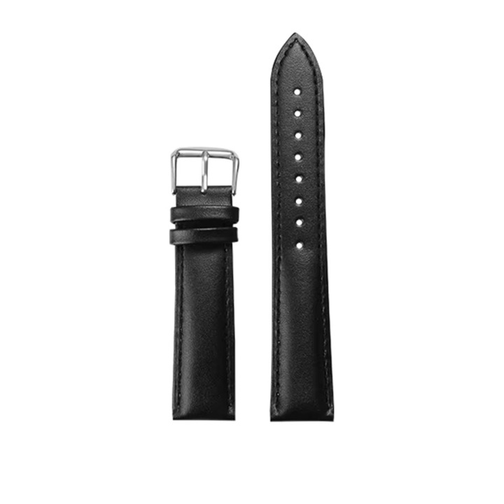 Гривна от естествена кожа за Samsung Galaxy Watch 4, 5, 6, 7 (40mm & 44mm), Watch 5 Pro, Watch 6 Classic (43mm & 47mm), Huawei GT2 42mm, GT3 42mm, ширина 20mm, черна