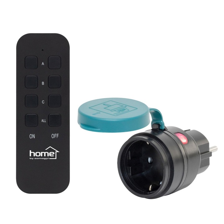 Home by Somogyi Home THO2311 set de prize de retea pentru exterior controlabil de la distanta inteligent, IP44, 2300 W, 1 priza + 1 telecomanda, raza de actiune smartlife 40 m