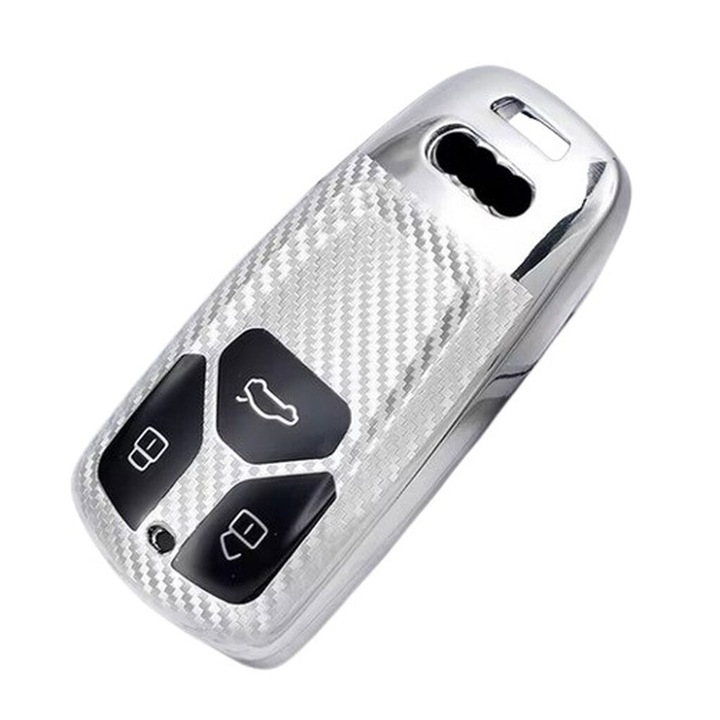 Kulcstartó Audi A1 A4 A5 A6 A7 A8 B6 B7 B8 B9 TT 8S Q3 Q5 Q7 S5 karbon ezüst