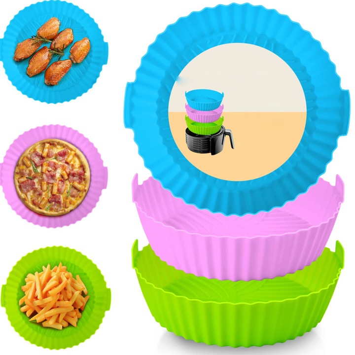 Forma din silicon 3 buc pentru friteuza cu aer cald 20cm Air Fryer Silicon