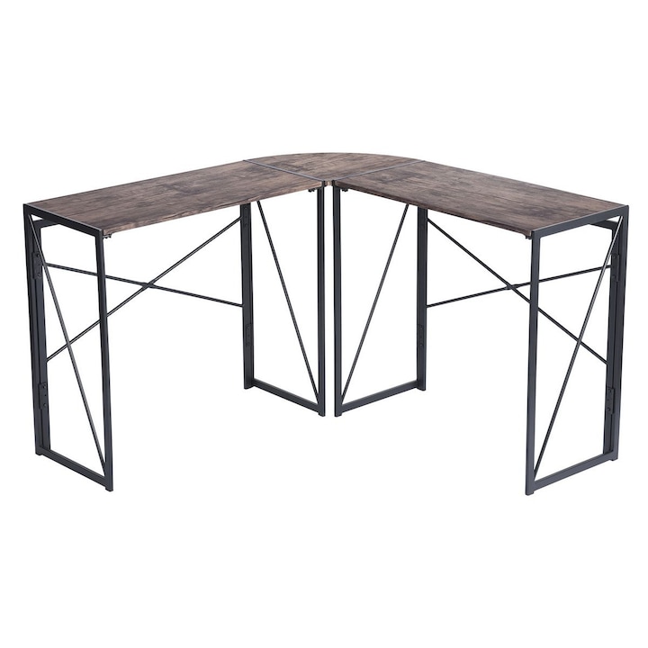 Birou colt, negru si wenge, 38x119.5x75 cm