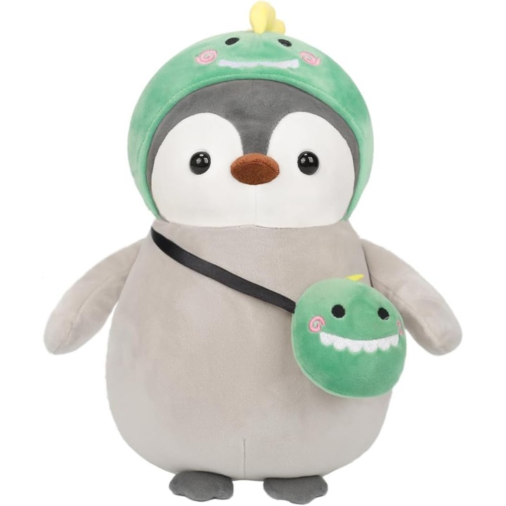 Плюшена играчка Malvys®, Пингвин динозавър, Сиво/Зелено, 25 см