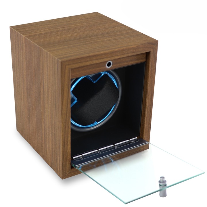 Cutie intors ceasuri automatice, AB Luxury Concept®, Watch Winder, 1 compartiment, lumini LED, design modern si elegant, 5 moduri, 4 programe de rotatie, finisaj lemn