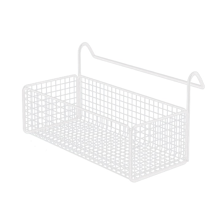 Organizator baie, suport perete, fier, 36x15x13.5cm, alb